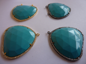 Charmes de bijoux pour enfants, serti de strass, pavé en turquoise bleu, pendentif pour collier - Product Image 5