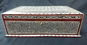 Boîte à bijoux en mosaïque égyptien, modèle RARE pour mère de la perle, bibelot grille rectangulaire - Product Image 4