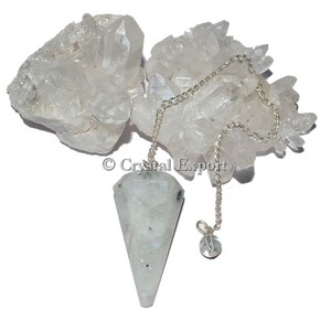 <b>Rainbow</b> Moonstone 12 Faceted Healing Pendulums : <b>Top</b> Collection Faceted Healing Pendulums - Product Image 1
