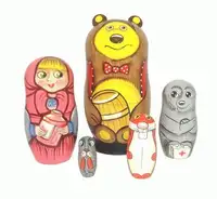 Masha dan Beruang Boneka Bersarang Kayu Matryoshka Tempat Membeli Boneka Babushka Toko Boneka Matryoshka Bertumpuk 5 Buah