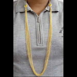 สร้อยคอจี้ทองเหลืองชุบทอง14K ดีไซเนอร์สายโซ่ยาวหกเส้นเครื่องประดับสำหรับงานแต่งงาน