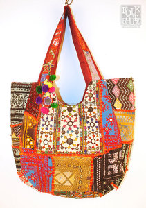 กระเป๋าผ้า Banjara แบบวินเทจสำหรับผู้หญิงกระเป๋าผ้าฝ้ายปักลายโบฮีเมียนแบบชนเผ่ามีซิปกระเป๋าขายส่ง - Product Image 4