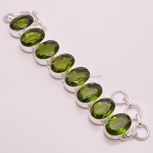 925 <b>Sterling</b> <b>Silver</b> <b>Bracelet</b>, Natural Green Onyx Quartz Gemstone Jewelry, Rhodium Plated <b>Bracelet</b>, <b>Silver</b> Gemstone Jewelry - Product Image 1