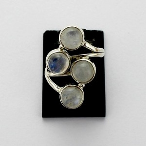 92.5 Sterling Silver Rainbow Moon <b>Stone</b> Gemstone Rings for Wedding Engagement Party Anniversary Jewelry - Product Image 1