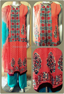 Tenue de pelouse 3 pièces brodée et cousue pakistanaise la plus récente pour dames, robe de soirée en soie pour adultes - Product Image 5