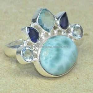 Solide 925 Sterling Silver Femmes À La Mode Nouveau Modèle Anneau Larimar Iolite Pierre Anneau En Gros Fabricant CASA DE PLATA - Product Image 2