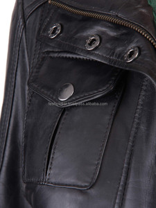 Elegante chaqueta de cuero de invierno con cuello levantado, ropa de abrigo cómoda y cálida para hombres y mujeres, lona hecha en Pakistán - Product Image 3