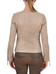 Veste en cuir de mouton véritable marron pour femmes Style Vintage Slim Fit vêtements d'extérieur à la mode tenue décontracté - Product Image 5