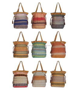 Sac à main vintage en brocart sari kantha sac indien à rayures en gros - Product Image 1
