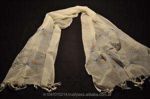 Otoño elegante 100% chal de algodón tejido a mano largo estampado geométrico patrón bufanda para adultos bordado a mano tradicional - Product Image 3