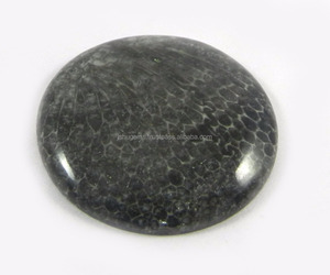 4.63 gms Natural Black Coral Cabochon Round 26mm Gemstone - Product Image 1