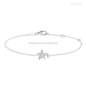 14K oro rosa diamante estrella encanto pulsera - Product Image 3