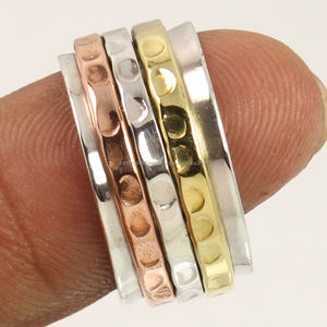 Trendy <b>Ring</b> All Size THREE TONE <b>Spinner</b> 10 mm Wide Band 925 Sterling Silver ! Manufacturer - Product Image 2