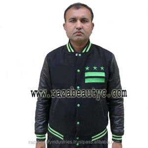 Chaquetas con letras de béisbol de chenilla bordadas de lana con logotipo personalizado para hombre, chaqueta universitaria de manga de cuero en blanco Vintage para hombre - Product Image 5