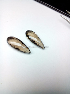 Piedras preciosas sueltas de piedra de cuarzo ahumado de pera plana de corte doble para la fabricación de joyas - Product Image 6