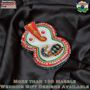 Porte-kumkum en marbre à motif de paon, artisanat indien, cadeaux de mariage - Product Image 2