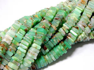 Cuentas de cubo Heishi cuadradas lisas de crisoprasa bicolor verde manzana Natural cuentas de cristal de Murano - Product Image 3