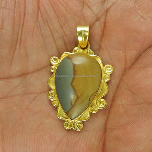 Porcelana jaspe piedras preciosas diseñador 18k chapado en oro colgante de joyería de moda-IG2908 - Product Image 4