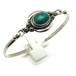 Bracelet Bohème Chrétien Plaqué Argent avec Turquoise pour Danse, Bijou Unisexe du Rajasthan – Grande Vente - Product Image 2