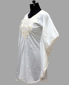 2023 Top vente blanc broderie Poncho Style indien coton tenue décontractée à la mode ethnique Adts adultes fait usage quotidien personnalisé - Product Image 2