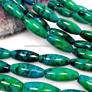 Chrysocolla Azurite lâche perles d'espacement baril 15.5 pouces brin pierre précieuse perle lâche pour la fabrication de bijoux - Product Image 3