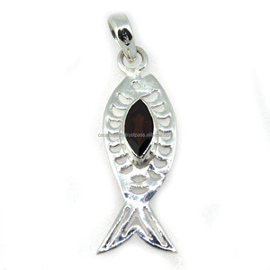 Pendentif unique en pierre précieuse grenat véritable Pendentif de mode tendance Inde Pendentif de mode Fabrication de bijoux faits à la main CASA DE PLATA - Product Image 1