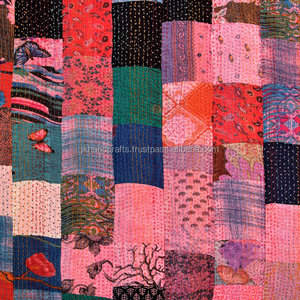 Vintage Patchwork Kantha edredón hecho a mano Patchwork Kantha cama cubierta - Product Image 2