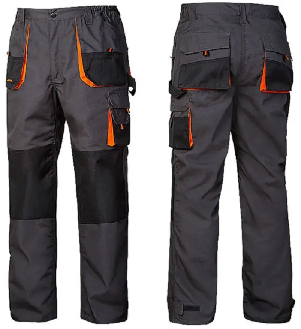 Men's black Work trouser with orange contrast, premium quality,