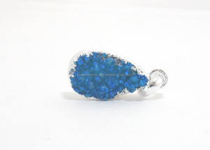 Piedra preciosa Druzy azul natural galvanizada con forma de pera hecha a mano chapada en plata regalo para su colgante de collar - Product Image 5