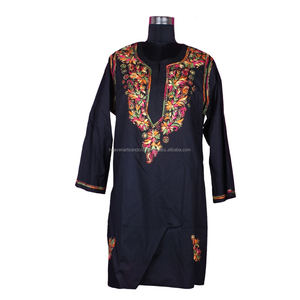 DRL013 Huhn bestickt lange Kurta indische Baumwolle Tunika Blumen Top Urlaub bekleidet Größe S, <span class=keywords><strong>M</strong></span>, L, XL, XXL - Product Image 1