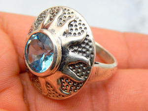 แหวนแต่งงานแบบคลาสสิกสำหรับผู้หญิงแหวนพลอยบุษราคัมสีเงินแท้สำหรับ925 - Product Image 2