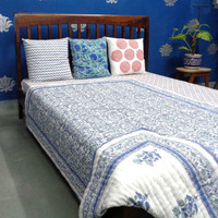 Couettes écologiques modernes imprimées au bloc, 100 % coton, faites à la main, motif marocain, taille double, vente chaude directe usine