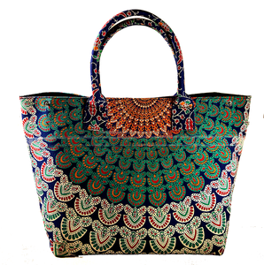 Bolso de mano hecho a mano para mujer con diseño de Mandala, estilo indio, adornado con flores, cierre de cremallera, bandolera de hombro - Product Image 2