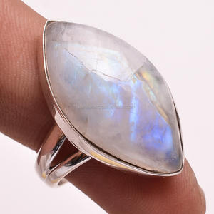 925แหวนพลอยสีเงินสเตอร์ลิงสีรุ้งประดับหินมูนสโตนโบราณเครื่องประดับเงินชั้นดีสำหรับงานแต่งงานแหวนหมั้นแบบคลาสสิก - Product Image 1