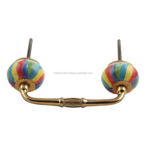 Poignée d'armoire en vrac faite à la main poignée de commode Lot poignée de tiroir vintage poignée de porte à rayures en céramique multicolore Unique - Product Image 4