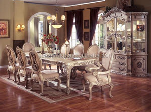 Superior de cristal de muebles de comedor sillas diseños de lujo juego de comedor de madera tallada de madera maciza de madera de teca - Product Image 5