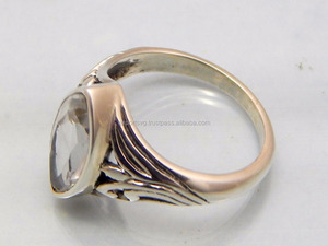 Anillo femenino de plata esterlina 925 hecho a mano estilo clásico con piedras preciosas de cuarzo de cristal joyería de compromiso elegante - Product Image 3