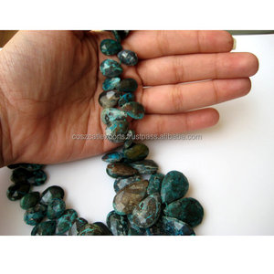 Cuentas de pera facetadas de crisocola natural, cuentas de piedras preciosas de 8x12mm a 16x23mm, cuentas de piedra - Product Image 4