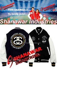 Haute qualité personnalisé noir laine automne varsity veste adultes col montant bouffée impression bras conception séchage rapide haute rue - Product Image 2