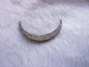 Silver <b>moon</b> shape accessories paved zircon connector <b>charm</b> for necklace bracelet - Product Image 5