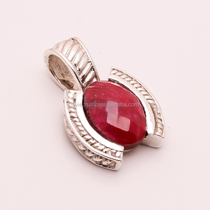 Joyería fina de plata 925 con colgante de piedras preciosas de rubí de corindón Natural, ajuste de bisel, tecnología de incrustaciones, Mejor Proveedor exportador directo - Product Image 1