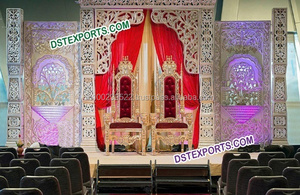 ชุดแต่งงานสไตล์บอลลีวูดแกะสลักสีทองสำหรับเวทีเวทีงานแต่งงานชุดการแสดงบนเวทีชุดการแสดงบนเวทีออสเตรเลีย - Product Image 3