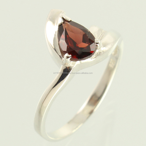 Bisel en forma de pera granate natural, piedra preciosa pura 925, plata esterlina sólida, anillos de joyería india, todos los tamaños disponibles - Product Image 1