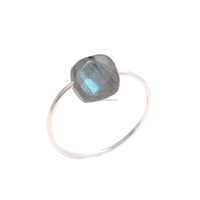 Mini bague en argent sterling 925 avec pierre précieuse naturelle Labradorite diamant bijoux de mode cadeau son usine de vente en gros certifiée IGI