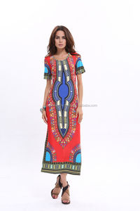 Vestido Tradicional Africano Dashiki para Mujer, Vestido Ajustado de Manga Corta, Vestido Largo de Algodón con Estampado Dashiki, Vestidos Africanos Dashiki - Product Image 4