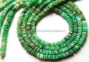 Pierres Précieuses naturelles Ombragé Vert Chrysoprase 6MM Carré Lisse Heishi 17 "Fil Plein Pierres Précieuses Perles Fournitures - Product Image 5