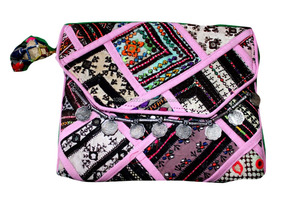 Vintage Tribal Banjara embrague conjunto al por mayor moneda decorada Indio Gitano mensajero Cruz cuerpo bolsa algodón tela bordado abierto - Product Image 5