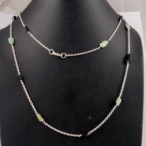Collier pendentif en prénite noire virtuelle et spinelle noire plaqué argent avec chaîne en corde, bijoux de style bohème - Product Image 6