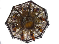 Lustre décoratif marocain en fer forgé grand format Zahereen BR383 Égypte, à économie d'énergie, avec inserts en verre ambré soufflé à la main, applique murale antique