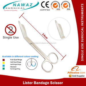 Ciseaux à pansement Lister manuels jetables Ciseaux chirurgicaux à usage unique en acier inoxydable 14cm certifiés ISO 13485 - Product Image 2